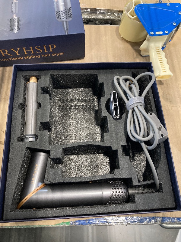 Photo 1 of ***5  brush missing*** used***8 in 1 Hair Styler Set & Hair Dryer Brush, 110,000 RPM High-Speed Negative Ionic Foldable Hair Dryer Fast Drying, Multi Professional Hot air Styler for Curling Volumizing Straightening Styling(Gray)
