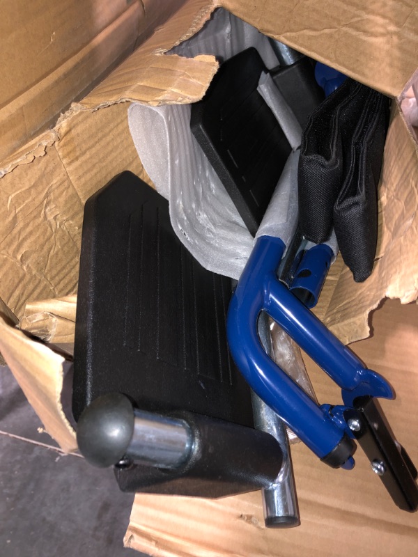 Photo 1 of ** NO HARDWARE**
Drive Medical Blue Streak Lightweight Wheelchair with Swing-Away Footrests and Flip-Back Arms, Portable Folding Wheelchair for Adults and Seniors, 18 Inch Seat