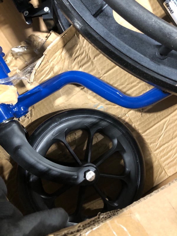 Photo 1 of ** NO HARDWARE**
Drive Medical Blue Streak Lightweight Wheelchair with Swing-Away Footrests and Flip-Back Arms, Portable Folding Wheelchair for Adults and Seniors, 18 Inch Seat