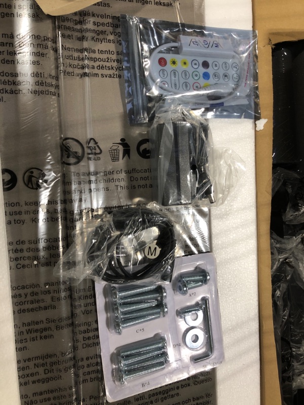 Photo 1 of ** FACTORY SEALED ** SOLD AS IS, NO REFUND/RETURN**
VECELO Upholstered Twin Size Bed Frame with Headboard Adjustable, LED Lights, USB-A & Type-C, Velvet Platform Bed Noise Free, Mattress Foundation with Wooden Slats, No Box Spring Needed, Grey