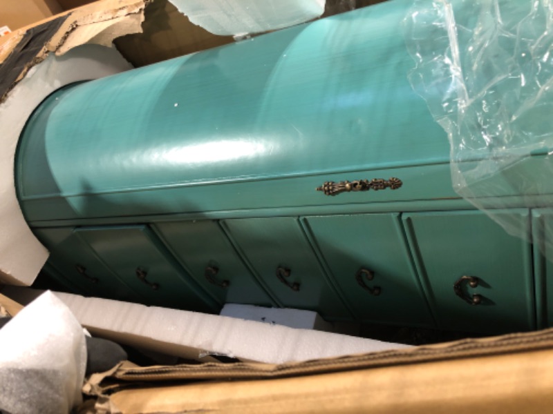 Photo 1 of ** FACTORY SEALED ** SOLD AS IS, NO REFUND/RETURN**
Hives and Honey Daley Oval Jewelry Armoire, Stylish Standing Organizer with Mirror, 7 Drawers, 20 Necklace Hooks, Anti-Tarnish Lining, Divided Storage, Turquoise
