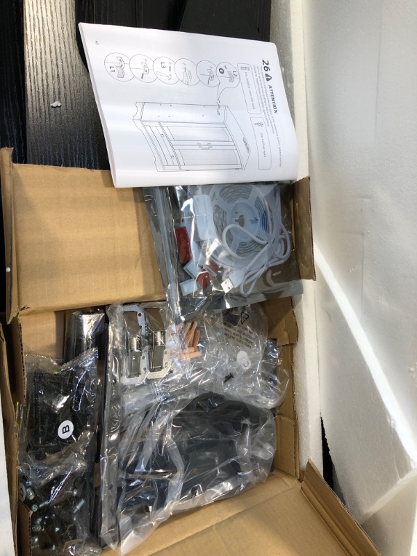 Photo 1 of ** FACTORY SEALED ** SOLD AS IS, NO REFUND/RETURN**
HOOBRO Kitchen Pantry Cabinet with LED Lights and Charging Station, Freestanding Cupboard Utility Hutch Cabinet with Storage & Microwave Stand, Buffet Storage Cabinet for Dining Room, Black and Gold