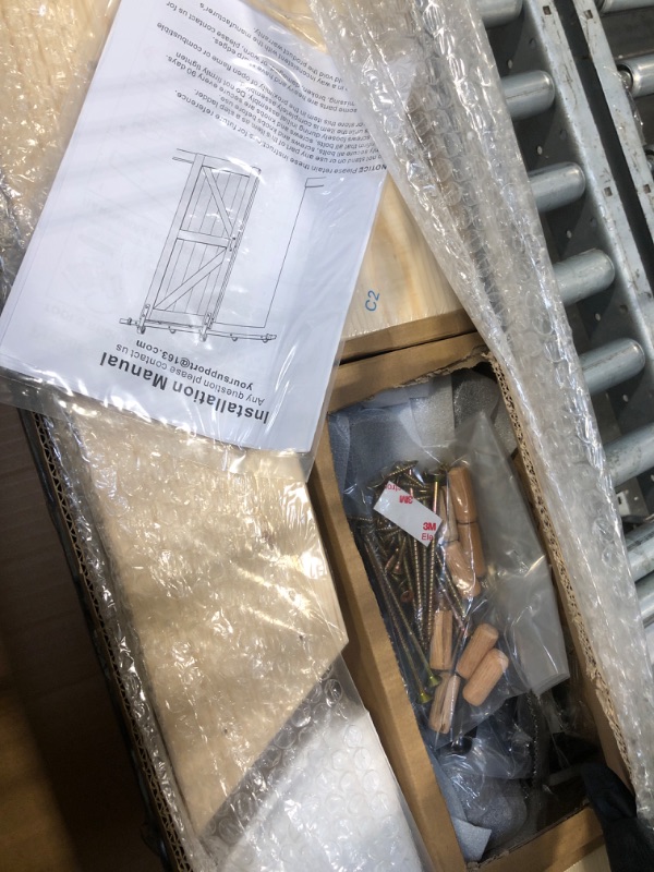 Photo 1 of ** FACTORY SEALED ** SOLD AS IS, NO REFUND/RETURN**
FREDBECK 36in x 96in Wood Sliding Barn Door with 6.6FT Barn Door Hardware Kit Included K Shape Solid Spruce Panel Sliding Door Double Surfaces Need to Assembly