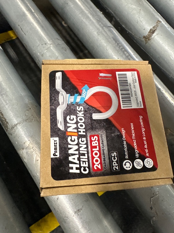 Photo 1 of [UPGRADED] 2Pcs 200LBS Rotatable Ceiling Hooks with 4 Screw Points Base, Wall Mount Metal Hanger White Ceiling Hook for Hanging Plant, Bird Feeder, Lights, Bed Canopy, Wind Chime, Indoor Outdoor Decor