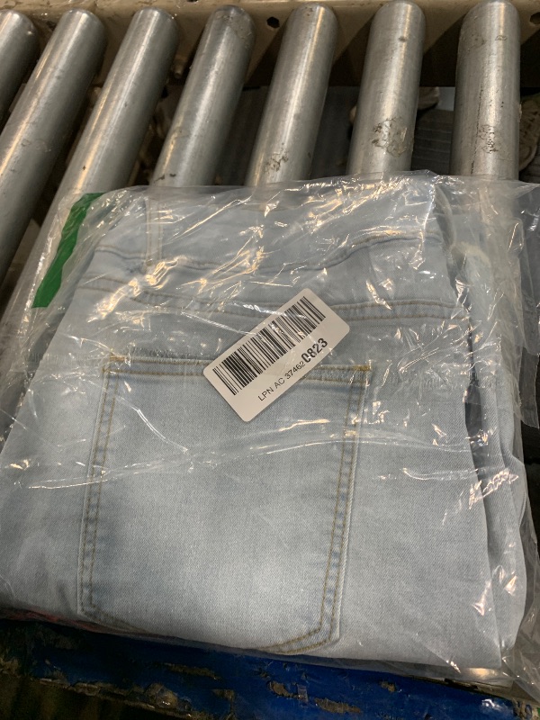 Photo 1 of ** ONE BROKEN BELT LOOP ** Sidefeel Women's Jeans High Waisted Strechy Straight Legs Boyfriend Denim Pants with Pockets L Light Blue Size 14