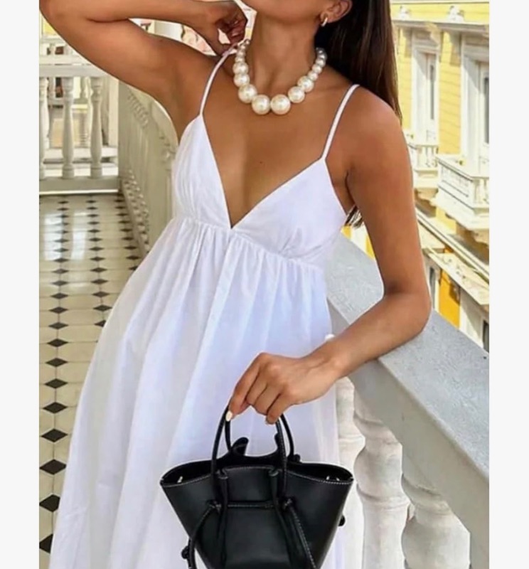 Photo 1 of ****SIMILAR ITEM*** UNKNOWN SIZE****** SOLY HUX Women's Summer Dress Backless V Neck Spaghetti Strap Loose Flowy Midi Cami Dresses
