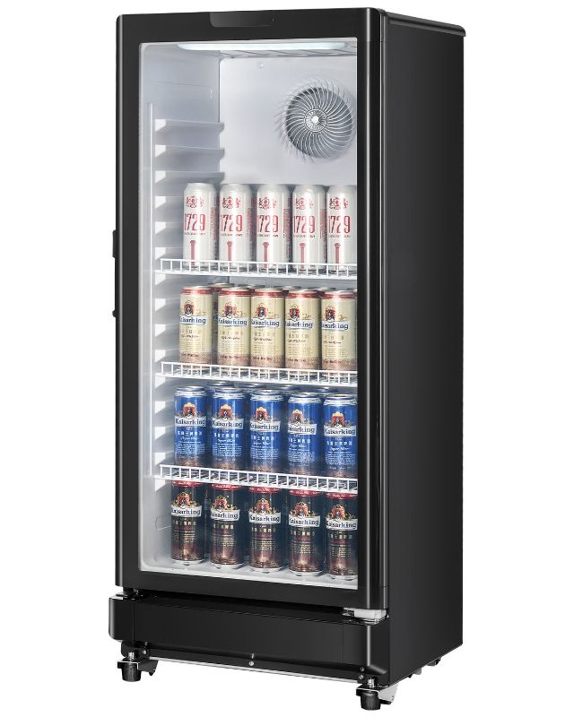 Photo 1 of ***5.7 Cu.Ft*** Commercial Beverage Refrigerator Glass Door Upright Drink Cooler Display Fridge with Adjustable Shelves and LED Light for Restaurant Bar Store Office