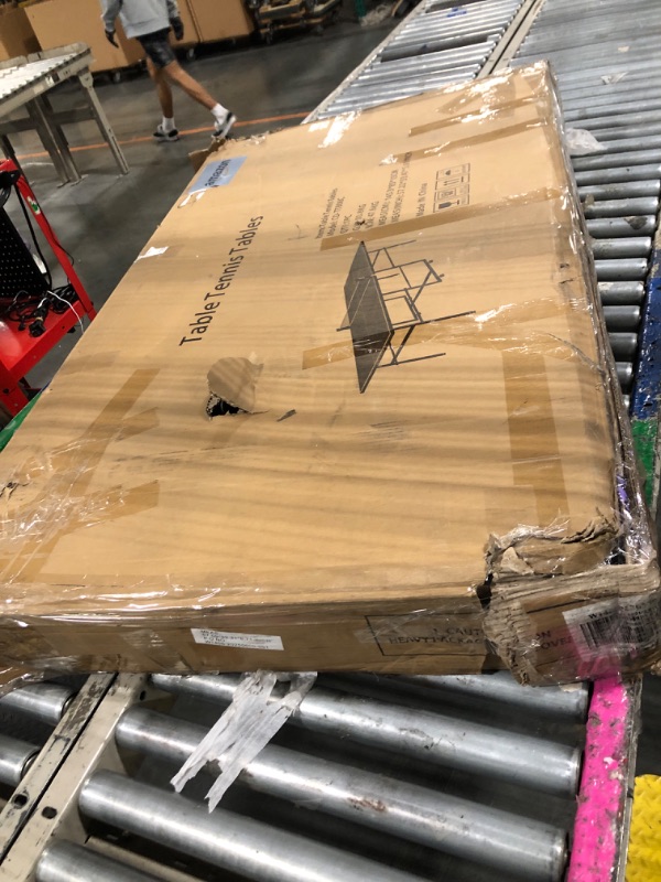 Photo 1 of ***HEAVY ITEM****Professional Outdoor Table Tennis Table, 9Ft Full Size Folding Portable Ping Pong ? Board Tables with Net for Outdoor/Indoor, Single Player Playback Mode, 10 Minute Quick Assembly, Blue