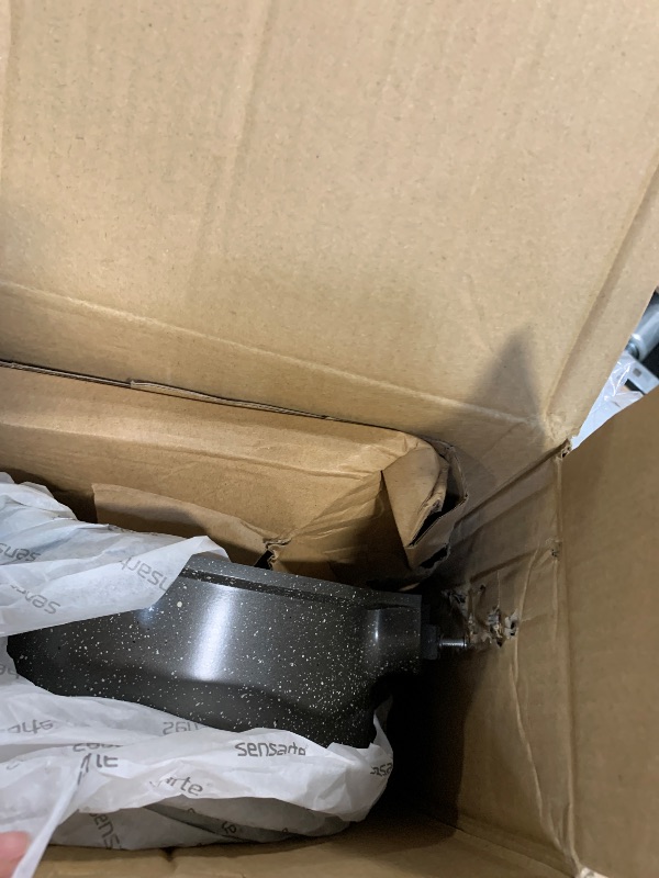 Photo 1 of ***DENTED*** ***MISSING HANDLE*** SENSARTE Nonstick Sauce Pan with Double Spout, 3.0 Quarts Swiss Granite Coating Sauce Pot with Lid Medium Kitchen Cooking Pot, Induction Comptable Saucepan, Free of Intentionally Added PFOA
