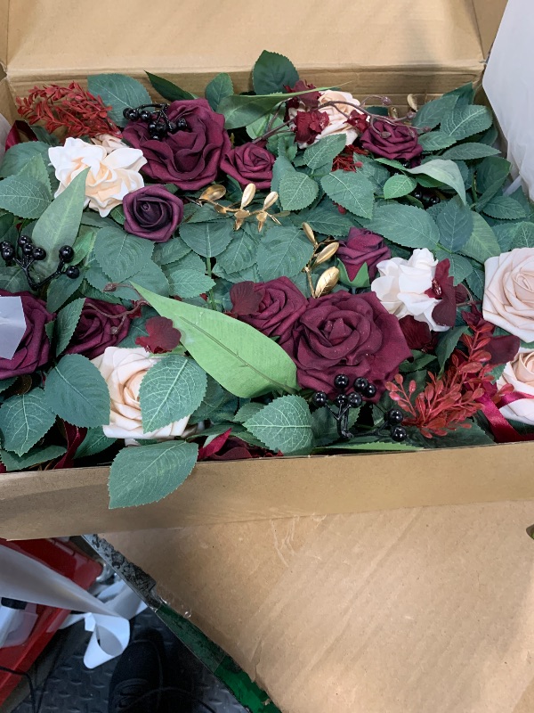 Photo 1 of ***MISSING PIECES*** Ling's moment 6Pack 2ft Burgundy Artificial Flowers Garland Marsala & Blush Lantern Flower Arch Floral Centerpieces Wedding Aisle Decor Chair Flowers for Signs DIY Table Wall Window Cake Decoration