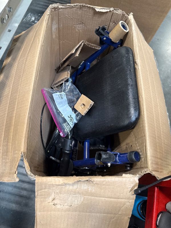 Photo 1 of ** heavily used very dirty** Drive Medical 10257BL-1 4 Wheel Rollator Walker With Seat, Steel Rolling Walker, Height Adjustable, 7.5" Wheels, Removable Back Support, 300 Pound Weight Capacity, Blue