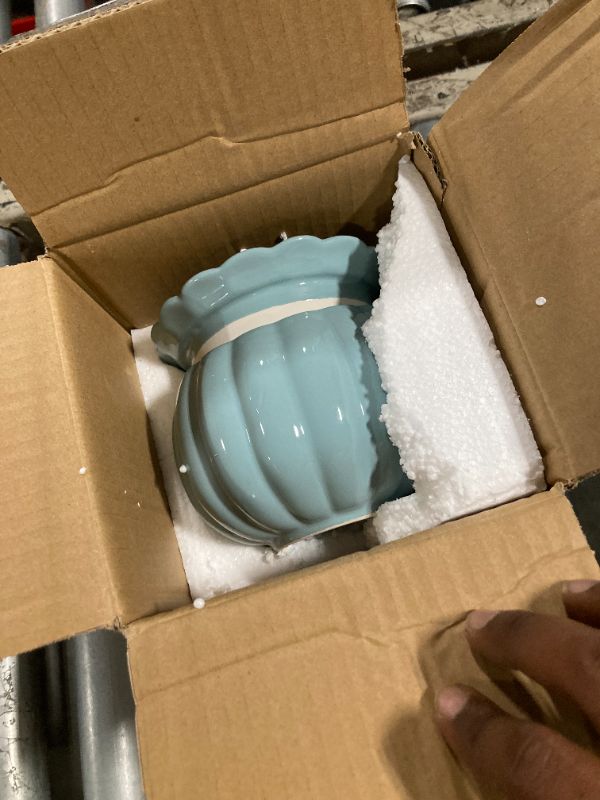 Photo 1 of *Damaged/chipped* LITUDISO African Violet Pots, Self-Watering Ceramic Planter for Indoor Plants – 6 Inch Pot for Succulents, Herbs & Small Houseplants, Decorative Self-Watering Pot for Home & Office, Blue