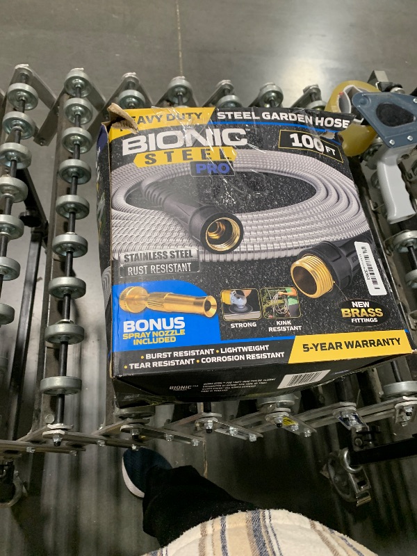 Photo 1 of ***dirty***Bionic Steel PRO 100 Ft Garden Hose with Nozzle, Premium 304 Stainless Steel Metal Water Hose 100Ft Flexible Hose, Rust Proof, Lightweight, Heavy Duty, Crush Resistant Fittings, 500 PSI, 2025 Model