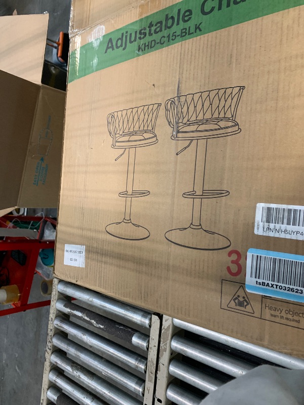 Photo 1 of ** MISSING TWO CHAIRS **VECELO Bar Stools Set of 4, Modern-Contemporary Velvet Woven Counter Height Stools with Back and Arms, 360 Swivel Bar Chair, Black