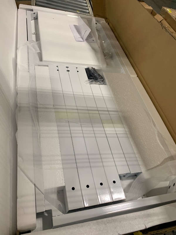 Photo 1 of ** NEW ITEM / NO RETURN ** Tribesigns Computer Desk, 55 inch Large Office Desk Computer Table Study Writing Desk for Home Office, White + White Leg