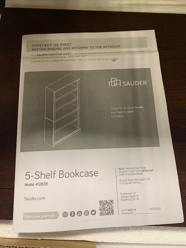 Photo 1 of ** NEW ITEM / NO RETURNS ** Sauder Miscellaneous Storage 5-Shelf Bookcase/ Book shelf, Select Cherry finish