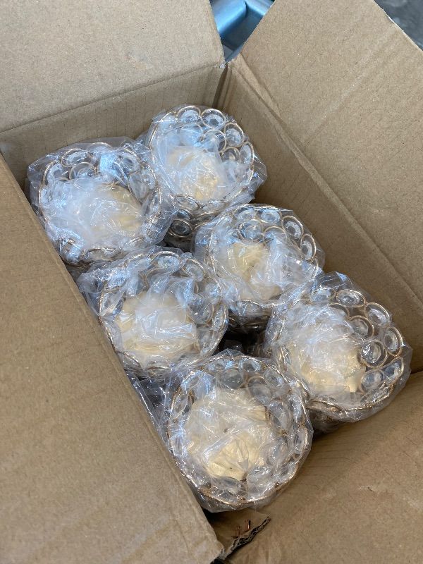 Photo 1 of *Missing items/ 6* Potchen 30 Pcs Tea Light Candle Holders - Crystal Votive Candle Holders Tealight Jewel Bowl Stands Decorative Centerpiece for Wedding Party Home Table Decor (Gold)