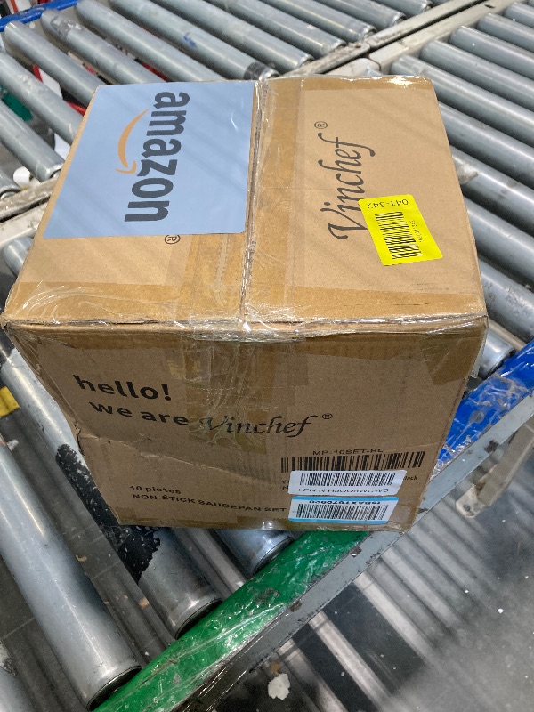 Photo 1 of ***MISSING PARTS***
VINCHEF Sauce Pan Set with Lid 10PCS, 2QT+3QT+4QT Non Stick Sauce Pots Cooking Induction Pot set, Silicone Tools and Pot Protectors, PFAS and PFOA Free Black