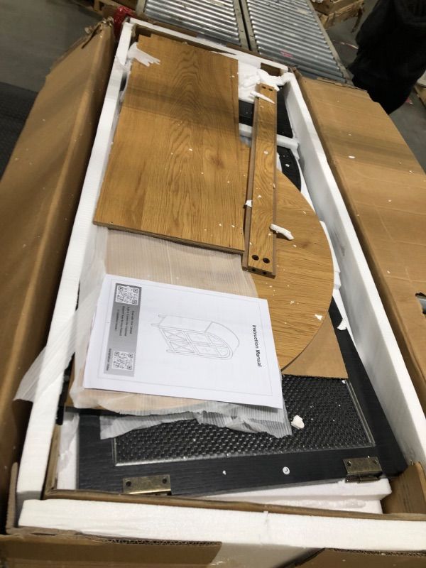 Photo 1 of ***DIFFERENT COLOR THAN FIRST PICTURE (BLACK & BEECH WOOD COLOR)*** infurnic 74" Tall Arched Display Cabinet with Glass Door, 5-Tier Arched Cabinet with Storage Door for Living Room, Dining Room & Kitchen, Black