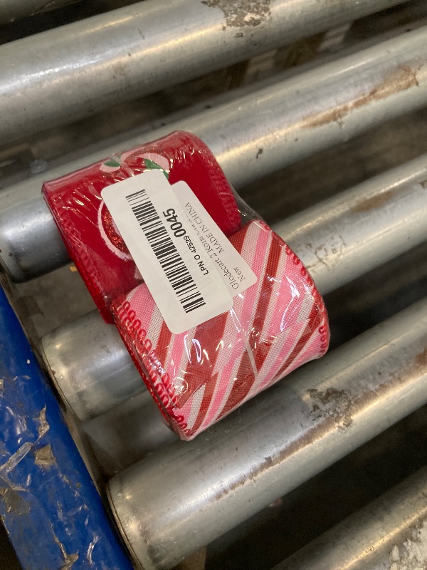 Photo 1 of *Factory Sealed*
Glodecart 2 Rolls Christmas Ribbon for Wreath Bows Wrapping Gifts, Red Pink Candy Cane Ribbon for Gift Wrapping Party Supplies Decoration DIY Crafts 2.5" X 10 Yard Wired Winter Christmas Wreath Ribbon