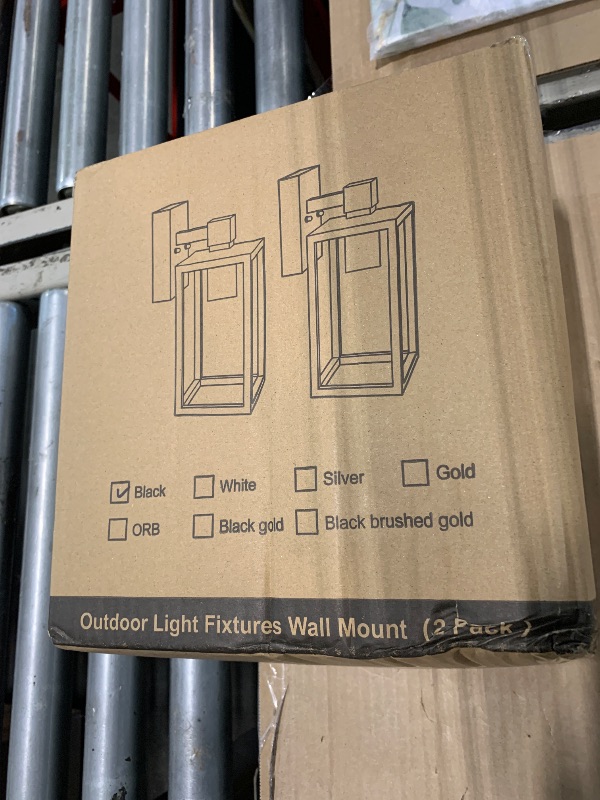 Photo 1 of ** MISSING WIRING *** PARTPHONER Dusk to Dawn Outdoor Light Fixtures, 2-Pack Sensor Porch Lights, Waterproof Exterior Wall Sconce Lighting Lamp, Waterproof Wall Lantern for House, Doorway, Garage (Black)