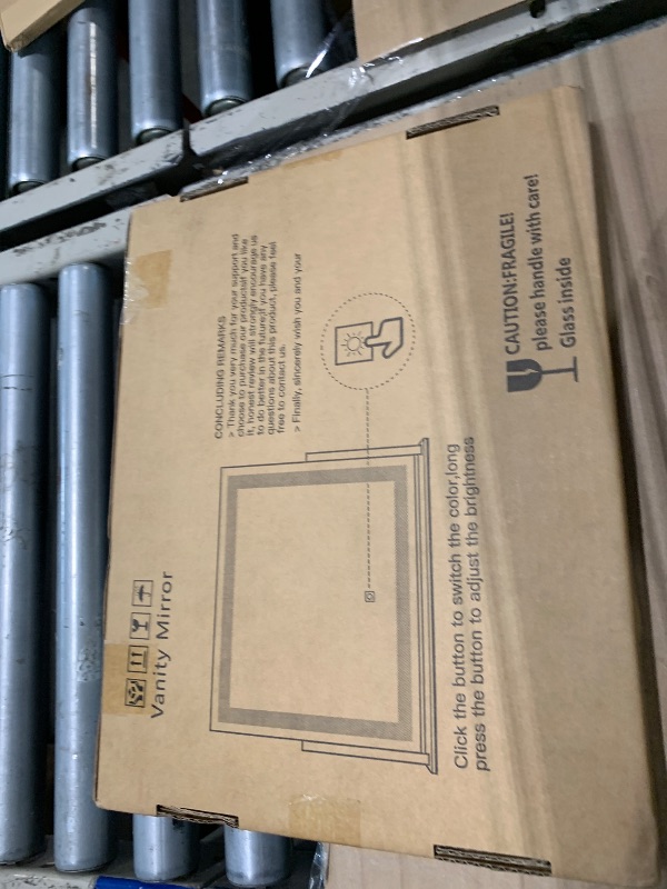 Photo 1 of ******Missing screw***** ROLOVE 16x12 Inch Vanity Mirror with Lights, Lighted Makeup Mirror with 10X Magnification, Smart Touch 3 Colors Dimmable, Dresser Mount, Bathroom (White)