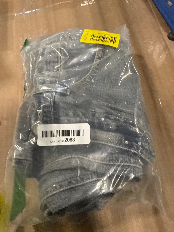 Photo 1 of *USED*
Haloumoning Girls Wide Leg Rhinestone Jeans Kids Baggy Elastic Waisted Denim Pants with Pockets 5-14 Years Blue-Gray small