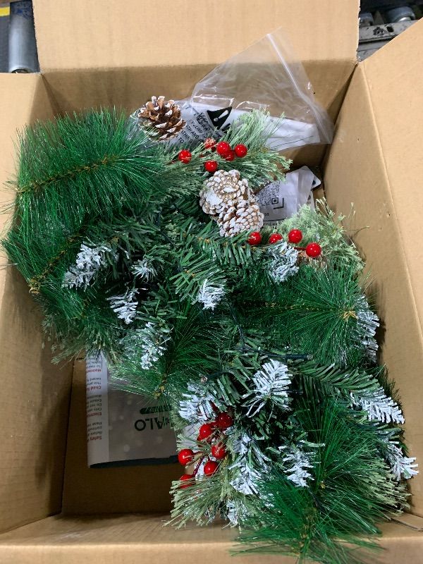 Photo 1 of **MISSING A TREE** Set of 2 24.5 Inch Pre-lit Outdoor Christmas Tree with Remote, Timer, Multi-Color Lights, Battery Operated Lighted Frosted Christmas Pathway Urn Filler, Christmas Porch Decorations for Home & Yard