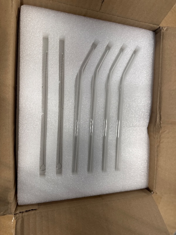 Photo 1 of ***There are two broken glasses and two glasses in good condition.****** 4 Pack Ribbed Aesthetic Glass Cups with Glass Straw, 16Oz Vintage Drinking Glassware Ripple Cocktail Glasses for Iced Coffee Juice Beverage Milk RibbedGlassCups-4pc