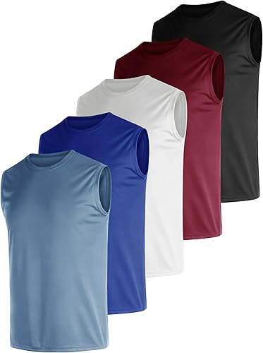 Photo 1 of ***ONLY 5 TANK TOP****Men's 5 Pack Dry Fit Quick Dry Tech Performance Sleeveless T Shirts Mesh Workout Gym Muscle Running Tank Tops SIZE M