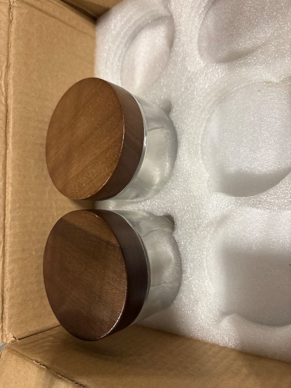 Photo 1 of **MISSING 4****ONLY 2***
Osfel 10oz 6 Pack Overnight Oats Containers with Lids, Glass Mason Jars with Acacia Wood Airtight Lids, Wide Mouth Meal Prep Storage Jars for Yogurt, Chia Pudding, Salad, Parfait, Snacks, Spice