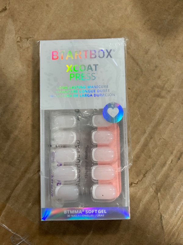Photo 1 of ****IN GREAT CONDITIONS, NO NAILS MISSING, JUST THE STICK**** ***GLUE INCLUDED**** BTArtbox Press On Nails - White French Tip Press on Nails Square, Glue On Nails for Wedding Gift, Supremely Fit & Natural Stick On Nails in 15 Sizes - 30 Fake Nails Kit, Cl