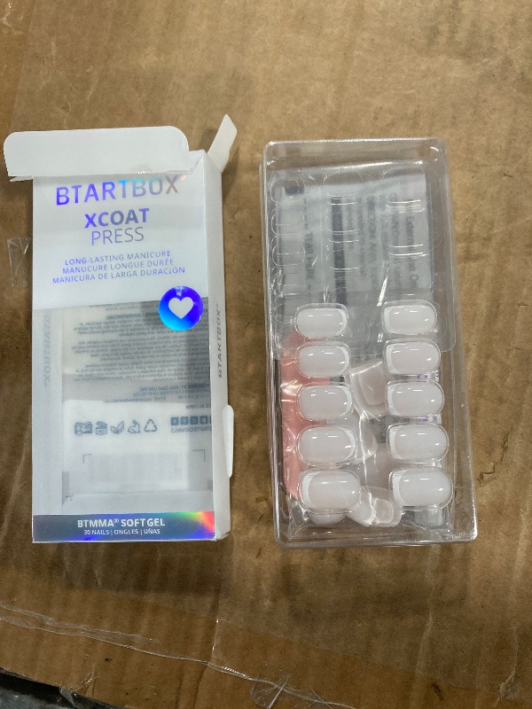 Photo 1 of ****IN GREAT CONDITIONS, NO NAILS MISSING, JUST THE STICK**** ***GLUE INCLUDED**** BTArtbox Press On Nails - White French Tip Press on Nails Square, Glue On Nails for Wedding Gift, Supremely Fit & Natural Stick On Nails in 15 Sizes - 30 Fake Nails Kit, Cl