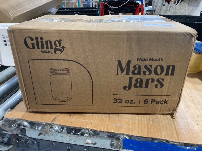 Photo 1 of [6 Pack] 32 oz. Wide-Mouth Glass Mason Jars with Metal Airtight Lids and Bands 1 quart Large for Canning, Preserving, & Meal Prep