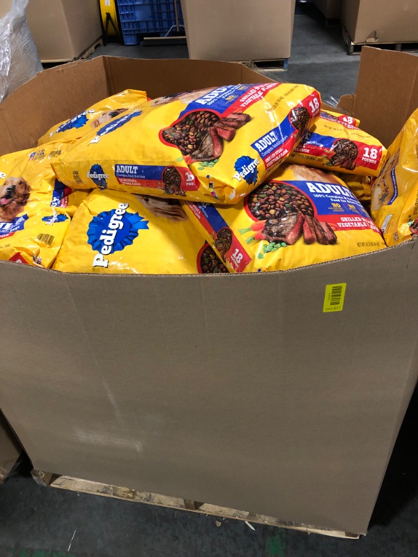 Photo 1 of ***AS IF/ FINAL SALE/ NO RETURNS***MIXED PALLET OF CAT AND DOG FOOD 

Pedigree Complete Nutrition Adult Dry Dog Food, Grilled Steak & Vegetable Flavor, 18 lb. Bag
