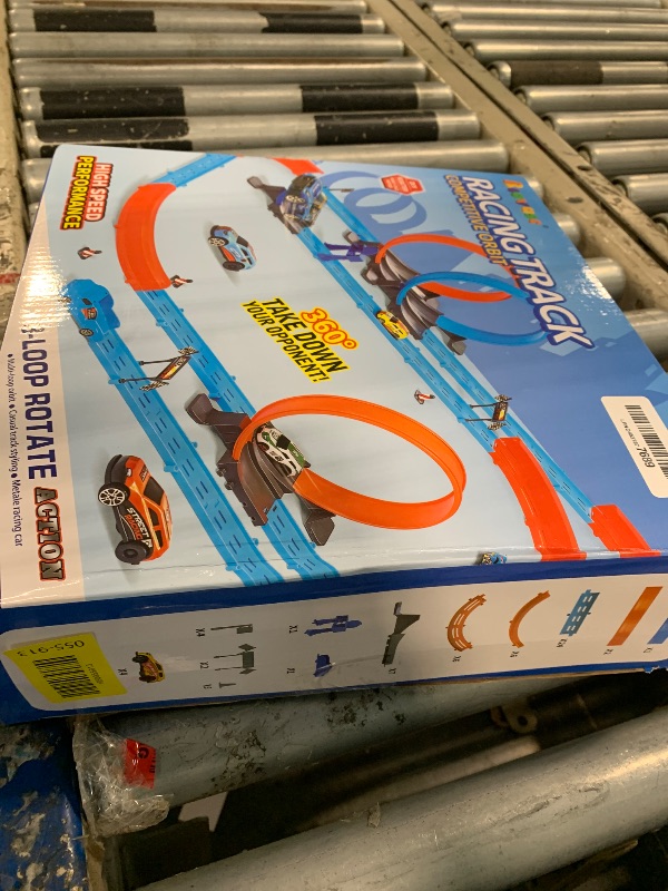 Photo 1 of ?Slot Car Race Track Sets with 360° Thrill Loops & 4 High-Speed Cars, 64 Pcs Large Flexible Racing Track for Kids Ages 3-5 4-8 8-12, Race Car Toys Gift for Boys Girls Birthday Christmas