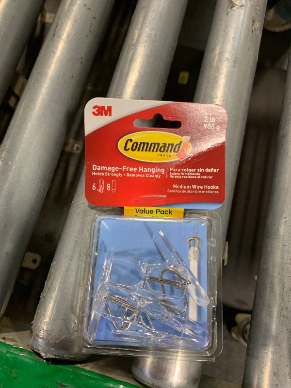 Photo 1 of ***MISSING PARTS*** Command Medium Clear Wire Toggle Hooks, 6 Hooks and 8 Command Strips, Damage-Free Hanging Wall Hangers for Hanging Home Decor, Holds up to 2 lb