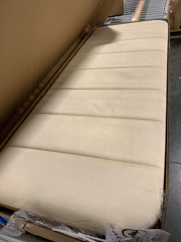 Photo 1 of ***MISSING PARTS***** VECELO Full Size Bed Frame with Upholstered Headboard, Velvet Platform Bedframe Mattress Foundation, Strong Wood Slat Support, No Box Spring Needed,Velvet Beige