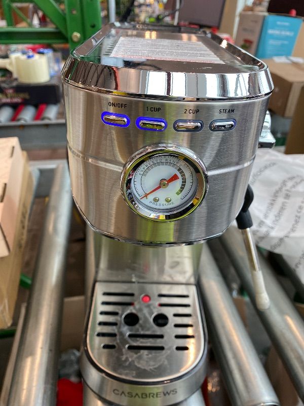 Photo 1 of **SEE CLERK NOTES*** CASABREWS CM5418 Espresso Machine 20 Bar, Compact Espresso Maker with Steam Milk Frother, Stainless Steel Coffee Machine with 34oz Removable Water Tank for Cappuccino, Latte, Silver