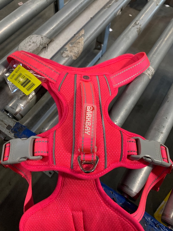 Photo 1 of **MINOR DAMAGE**
BARKBAY No Pull Dog Harness Large Reflective Dog Harness with Front Clip and Easy Control Handle for Walking Training Running with ID tag Pocket(Pink,L)
