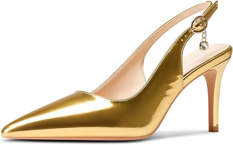 Photo 1 of ****REFERENCE PICTURE*****Aachcol Womens Pointed Toe Slingback Heels Slip-on High Heel Pumps Party Dress Shoes 3.2 Inches Heels
