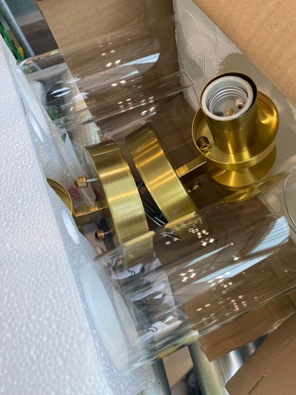 Photo 1 of **UNTESTED**
Wall Sconces Set of Two, Hardwired Brushed Gold Bathroom Sconces Wall Lighting with Clear Glass, Modern Sconces Wall Decor Set of 2 Bathroom Light fixtures for Mirror Hallway (Bulbs Not Included)