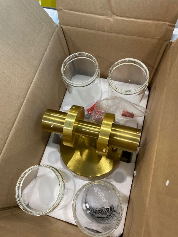 Photo 1 of **UNTESTED**
Wall Sconces Set of Two, Hardwired Brushed Gold Bathroom Sconces Wall Lighting with Clear Glass, Modern Sconces Wall Decor Set of 2 Bathroom Light fixtures for Mirror Hallway (Bulbs Not Included)