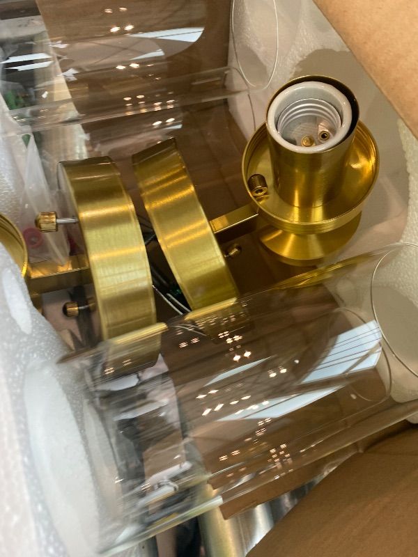 Photo 1 of **UNTESTED**
Wall Sconces Set of Two, Hardwired Brushed Gold Bathroom Sconces Wall Lighting with Clear Glass, Modern Sconces Wall Decor Set of 2 Bathroom Light fixtures for Mirror Hallway (Bulbs Not Included)