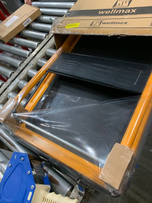 Photo 1 of ****MISSING WHEELS*** Push Cart Dolly by Wellmax, Moving Platform Hand Truck, Foldable for Easy Storage and 360 Degree Swivel Wheels with 330lb Weight Capacity, Yellow Color