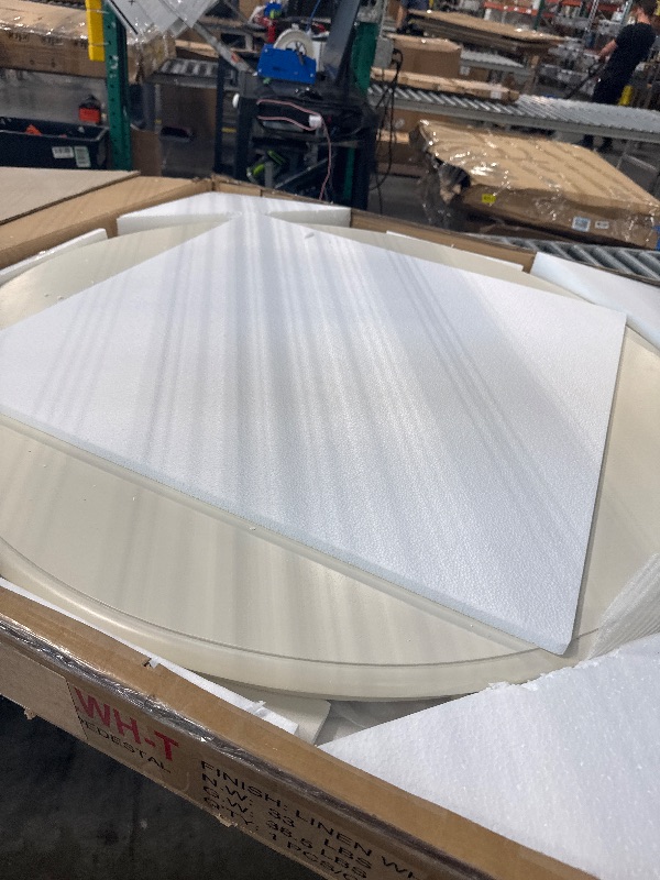 Photo 1 of ****THE TABLE LEGS AND SCREWS ARE MISSING ***** East West Furniture HLVA3-LWH-W 3 Piece Dining Room Furniture Set Contains a Round Kitchen Table with Pedestal and 2 Dining Chairs, 42x42 Inch, Linen White