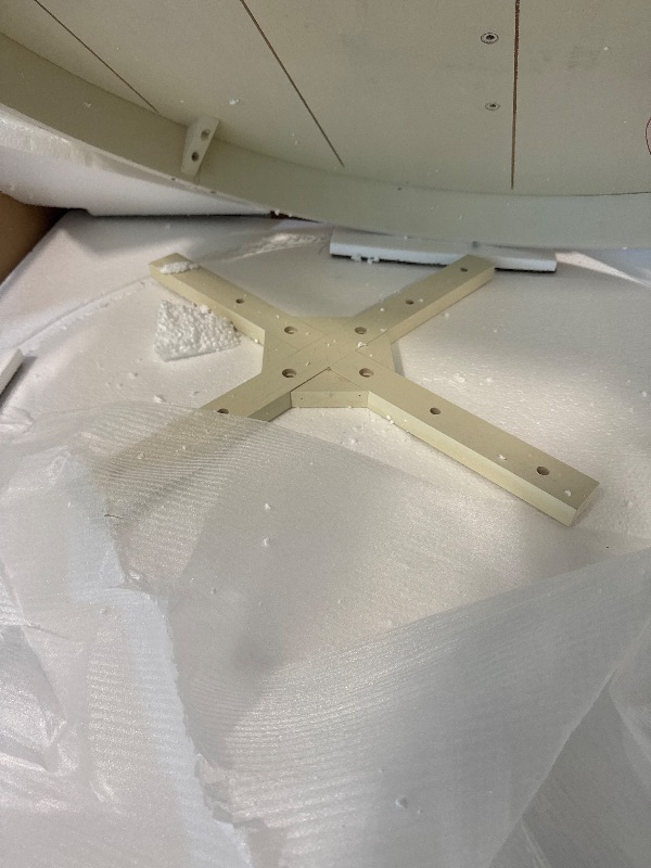 Photo 1 of ****THE TABLE LEGS AND SCREWS ARE MISSING ***** East West Furniture HLVA3-LWH-W 3 Piece Dining Room Furniture Set Contains a Round Kitchen Table with Pedestal and 2 Dining Chairs, 42x42 Inch, Linen White