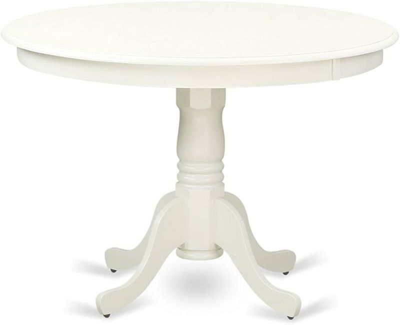 Photo 1 of ****THE TABLE LEGS AND SCREWS ARE MISSING ***** East West Furniture HLVA3-LWH-W 3 Piece Dining Room Furniture Set Contains a Round Kitchen Table with Pedestal and 2 Dining Chairs, 42x42 Inch, Linen White
