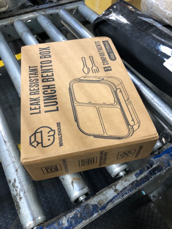 Photo 1 of **MISSING UTENSILS** WHALEHOUSE Large Capacity Bento Box for Adult, 1700ML 3 Compartments Lunch Box with Utensil, Airtight Food Container with Lids for Meal Prep, Microwave/Dishwasher/Freezer Safe, On the Go (Dark Blue)