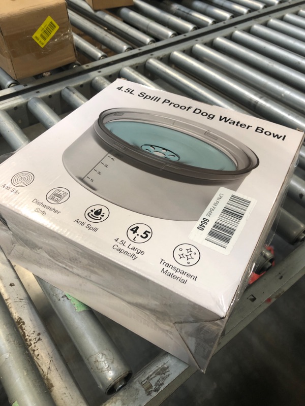 Photo 1 of *Missing items/missing top*Decflow 1.2Gallon Dog Water Bowl No Spill, 4.5L Large Capacity Spill Proof Dog Bowls with Transparent Floating Disk, No Splash Slow Drinking Dog Bowl for Sloppy Messy Drinkers (Clear)